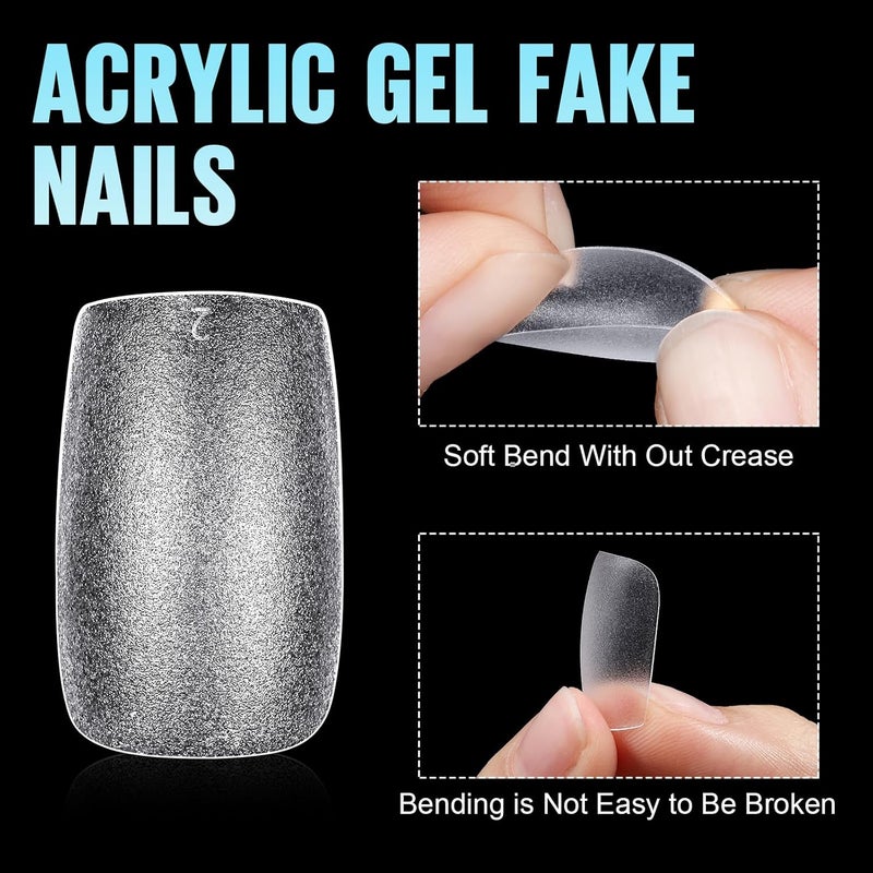 TOMICCA Short Square Nail Tips 240Pcs Pre-buff Full Matte Acrylic Fake Nails, 15 Sizes Full Cover Press on Nail for Extension Manicure Home DIY Nail Art - Image 4